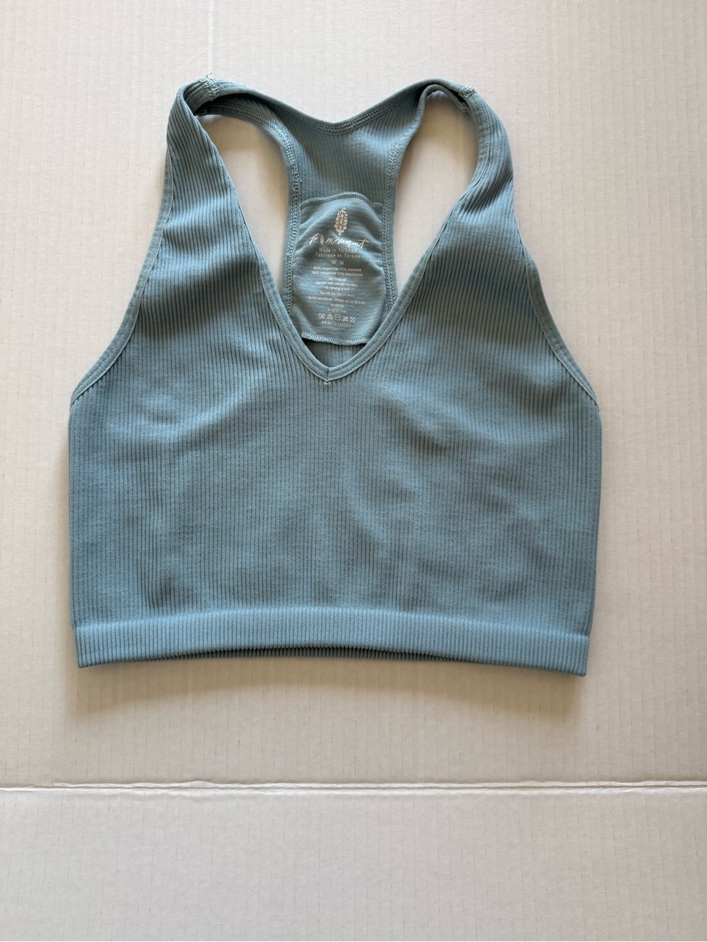 FP Movement Free People Free Throw Ribbed Cropped Tank Top Blue M